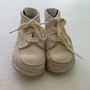 Vintage The Lily Shoe Company Zippered Pre-Walkers White Baby Shoes Leather